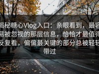揭秘糖心Vlog入口：亲眼看到，最容易被忽视的那层信息，恰恰才最值得反复看，偏偏最关键的部分总被轻轻带过