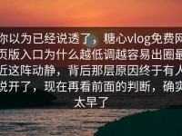 你以为已经说透了，糖心vlog免费网页版入口为什么越低调越容易出圈最近这阵动静，背后那层原因终于有人说开了，现在再看前面的判断，确实太早了