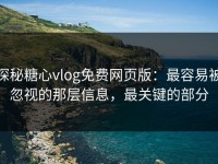 探秘糖心vlog免费网页版：最容易被忽视的那层信息，最关键的部分
