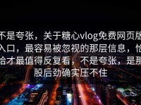 不是夸张，关于糖心vlog免费网页版入口，最容易被忽视的那层信息，恰恰才最值得反复看，不是夸张，是那股后劲确实压不住