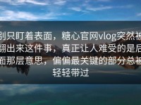 别只盯着表面，糖心官网vlog突然被翻出来这件事，真正让人难受的是后面那层意思，偏偏最关键的部分总被轻轻带过