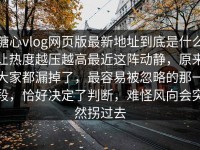 糖心vlog网页版最新地址到底是什么让热度越压越高最近这阵动静，原来大家都漏掉了，最容易被忽略的那一段，恰好决定了判断，难怪风向会突然拐过去