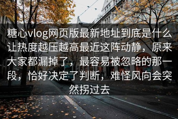糖心vlog网页版最新地址到底是什么让热度越压越高最近这阵动静，原来大家都漏掉了，最容易被忽略的那一段，恰好决定了判断，难怪风向会突然拐过去
