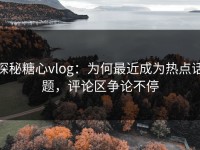探秘糖心vlog：为何最近成为热点话题，评论区争论不停