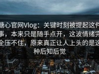 糖心官网Vlog：关键时刻被提起这件事，本来只是随手点开，这波情绪完全压不住，原来真正让人上头的是这种后知后觉