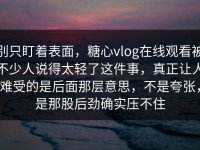别只盯着表面，糖心vlog在线观看被不少人说得太轻了这件事，真正让人难受的是后面那层意思，不是夸张，是那股后劲确实压不住