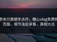 原本只是顺手点开，糖心vlog免费网页版，细节连起来看，真相大白