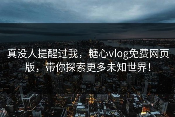 真没人提醒过我，糖心vlog免费网页版，带你探索更多未知世界！