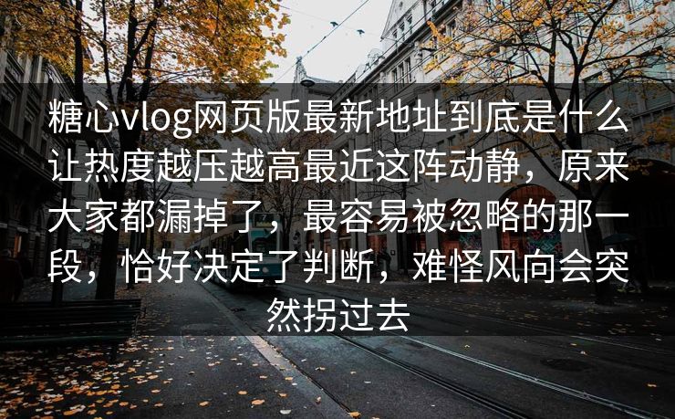 糖心vlog网页版最新地址到底是什么让热度越压越高最近这阵动静，原来大家都漏掉了，最容易被忽略的那一段，恰好决定了判断，难怪风向会突然拐过去