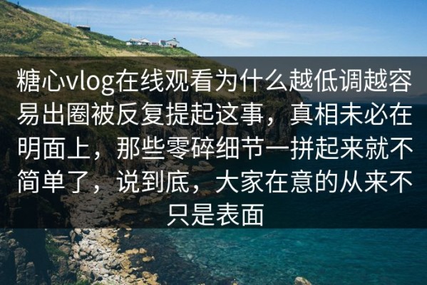 糖心vlog在线观看为什么越低调越容易出圈被反复提起这事，真相未必在明面上，那些零碎细节一拼起来就不简单了，说到底，大家在意的从来不只是表面