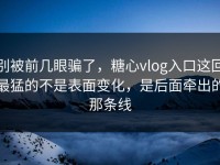 别被前几眼骗了，糖心vlog入口这回最猛的不是表面变化，是后面牵出的那条线