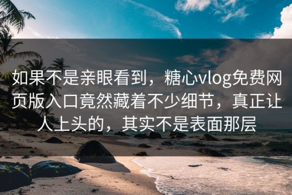 如果不是亲眼看到，糖心vlog免费网页版入口竟然藏着不少细节，真正让人上头的，其实不是表面那层