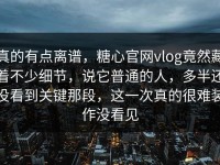 真的有点离谱，糖心官网vlog竟然藏着不少细节，说它普通的人，多半还没看到关键那段，这一次真的很难装作没看见