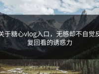 关于糖心vlog入口，无感却不自觉反复回看的诱惑力