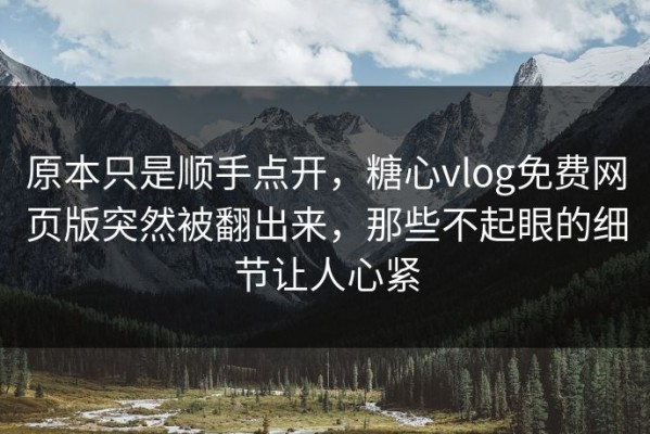 原本只是顺手点开，糖心vlog免费网页版突然被翻出来，那些不起眼的细节让人心紧
