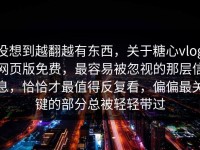 没想到越翻越有东西，关于糖心vlog网页版免费，最容易被忽视的那层信息，恰恰才最值得反复看，偏偏最关键的部分总被轻轻带过