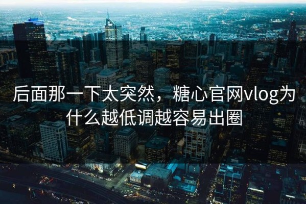 后面那一下太突然，糖心官网vlog为什么越低调越容易出圈