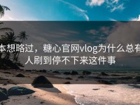本想略过，糖心官网vlog为什么总有人刷到停不下来这件事