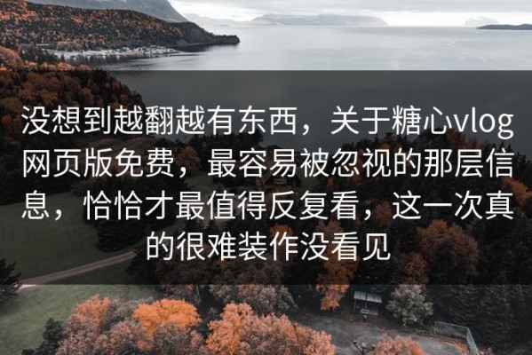 没想到越翻越有东西，关于糖心vlog网页版免费，最容易被忽视的那层信息，恰恰才最值得反复看，这一次真的很难装作没看见