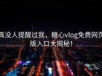 真没人提醒过我，糖心vlog免费网页版入口大揭秘！