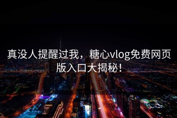 真没人提醒过我，糖心vlog免费网页版入口大揭秘！