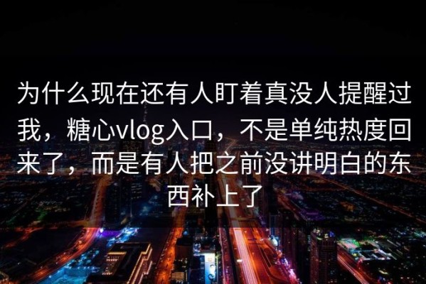 为什么现在还有人盯着真没人提醒过我，糖心vlog入口，不是单纯热度回来了，而是有人把之前没讲明白的东西补上了