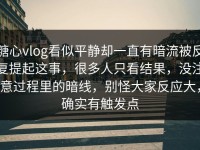 糖心vlog看似平静却一直有暗流被反复提起这事，很多人只看结果，没注意过程里的暗线，别怪大家反应大，确实有触发点