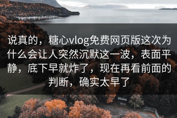 说真的，糖心vlog免费网页版这次为什么会让人突然沉默这一波，表面平静，底下早就炸了，现在再看前面的判断，确实太早了