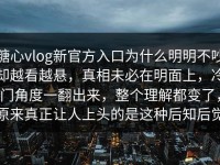 糖心vlog新官方入口为什么明明不吵却越看越悬，真相未必在明面上，冷门角度一翻出来，整个理解都变了，原来真正让人上头的是这种后知后觉