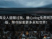 真没人提醒过我，糖心vlog免费网页版，带你探索更多未知世界！
