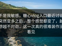 不是我敏感，糖心vlog入口最近讨论突然变多之后，整个感觉都变了，越想越不对劲，这一次真的很难装作没看见