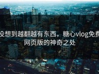 没想到越翻越有东西，糖心vlog免费网页版的神奇之处