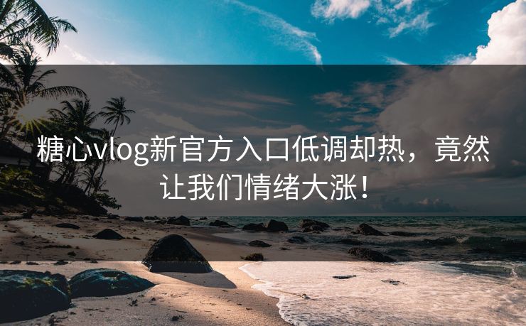 糖心vlog新官方入口低调却热，竟然让我们情绪大涨！