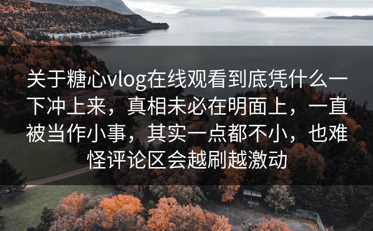 关于糖心vlog在线观看到底凭什么一下冲上来，真相未必在明面上，一直被当作小事，其实一点都不小，也难怪评论区会越刷越激动