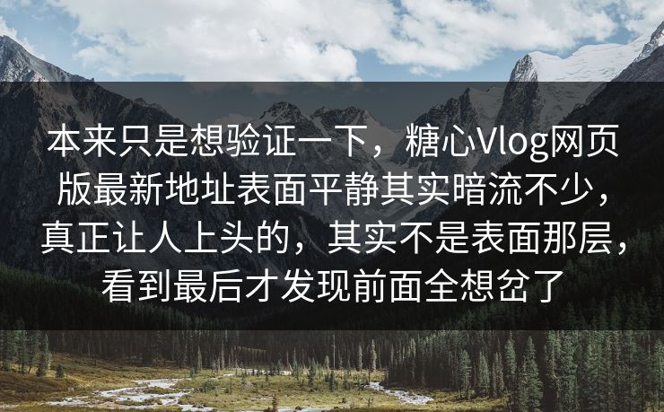 本来只是想验证一下，糖心Vlog网页版最新地址表面平静其实暗流不少，真正让人上头的，其实不是表面那层，看到最后才发现前面全想岔了
