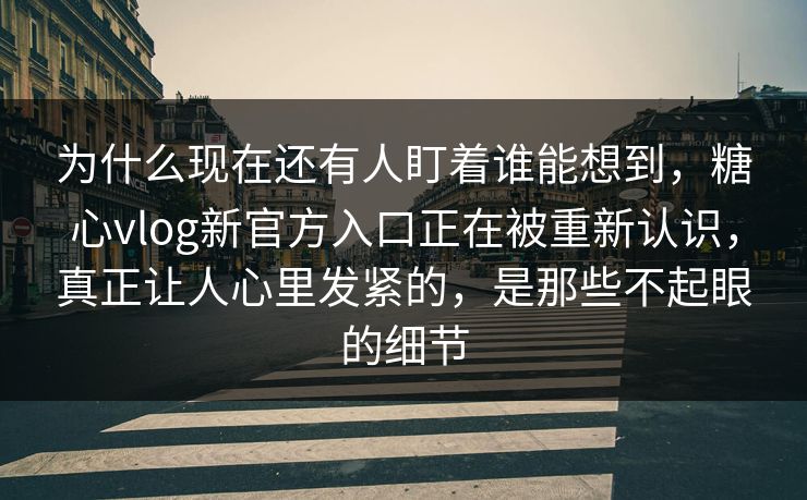 为什么现在还有人盯着谁能想到，糖心vlog新官方入口正在被重新认识，真正让人心里发紧的，是那些不起眼的细节