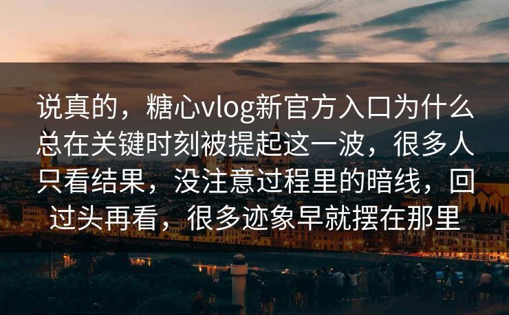 说真的，糖心vlog新官方入口为什么总在关键时刻被提起这一波，很多人只看结果，没注意过程里的暗线，回过头再看，很多迹象早就摆在那里