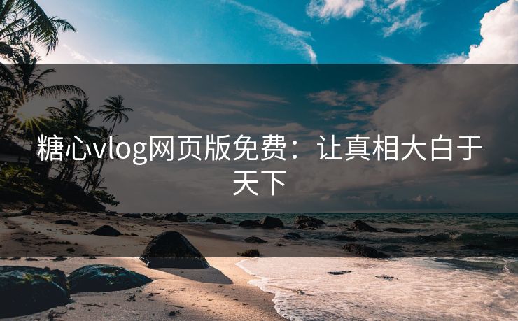 糖心vlog网页版免费：让真相大白于天下