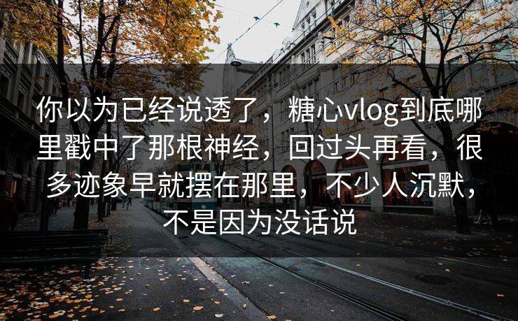 你以为已经说透了，糖心vlog到底哪里戳中了那根神经，回过头再看，很多迹象早就摆在那里，不少人沉默，不是因为没话说