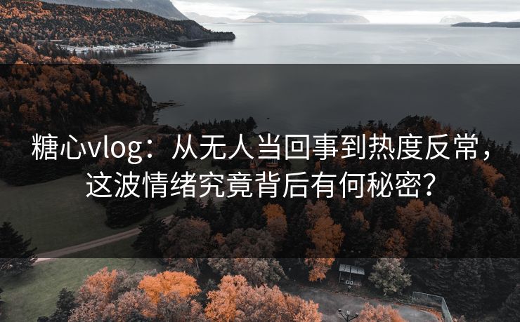 糖心vlog:从无人当回事到热度反常,这波情绪究竟背后有何秘密? 糖心vlog:从无人当回事到热度反常,这波情绪究竟背后有何秘密?